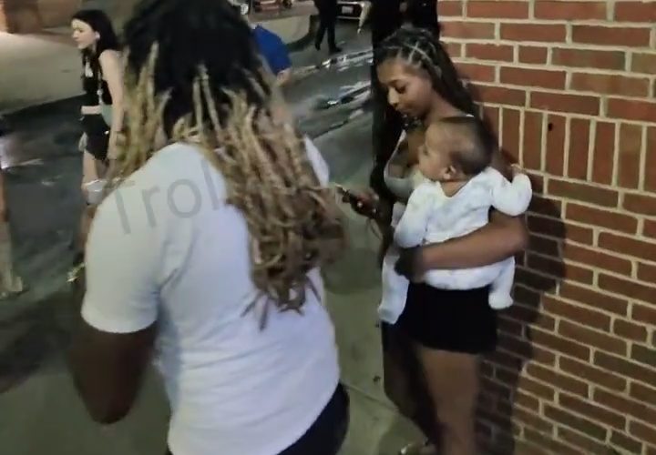 Man Gets Mad After He Seen A Girl Out In The Streets Trying To Party With Her Small Child