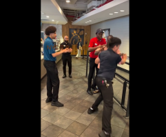 Chick Fil A Manager And Employee Handles A Customer That Tried To Run Off With A Chicken Sandwich