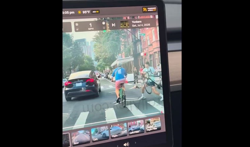 Dude Caught Two Guys This On His Tesla Camera That Got In A Altercation While Riding Their Bikes
