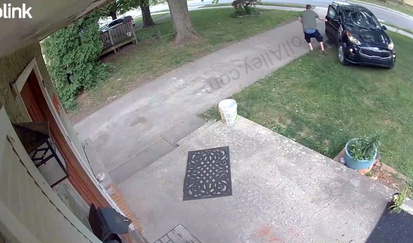 Man Caught Car Thief Breaking In His Car Just In Time Before He Drove Off