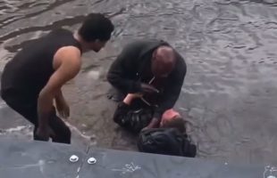 Woman Gets Thrown In The Water And Handled By A Man After She Kept Harassing Him