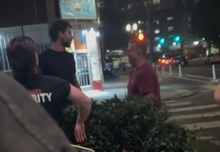 Man Gets Rushed By Security After Protecting Himself From A Guy That Hit Him