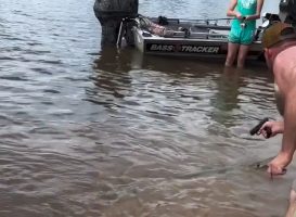 Dude Had A Difficult Time Trying To Take Out A Big Gar Fish With A Hi Point
