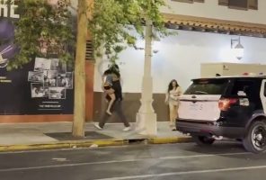 Big Dude Protected His Girlfriend From A Pack Of Girls After The Club By Picking Her Up And Police Didn’t Do Anything