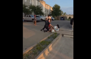 Police Officer Gets Embarrassed On The Job And Gets Pushed Down After He Put Hands On A Man Girlfriend