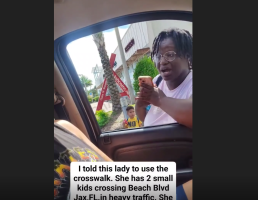 Woman Gets Mad And Hits A Man After He Told Her To Use The Crosswalk With Her 2 Small Children