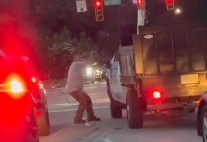 Dude Tried To Take Off A Man Work Truck Mirror During A Road Rage
