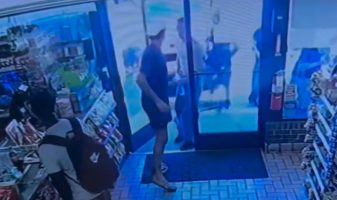 Dude Gets Stretched Out After He Pushed A Group Of Men Out The Way Because They Was Blocking The Store Entrance