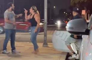 Woman Gets Dropped By A Man After She Thought She Was Tough And Put Hands On Him Because Her Boyfriend Was With Her