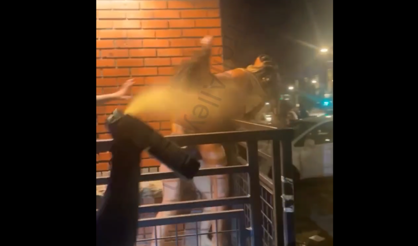 Two Girls Gets Sprayed With Sprayed Like Some Roaches While Throwing Down