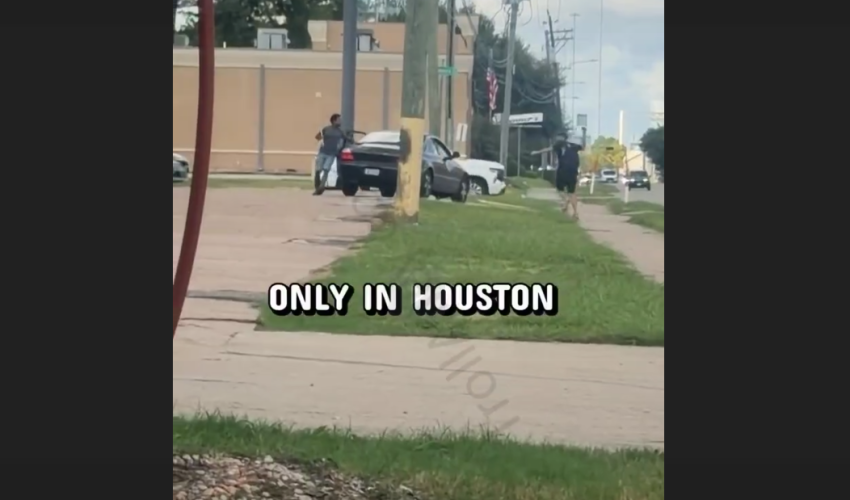 White Guy Got What He Deserved After He Kept Throwing Stuff At Random People Cars But Came Across A Black Man Car And Got Handled
