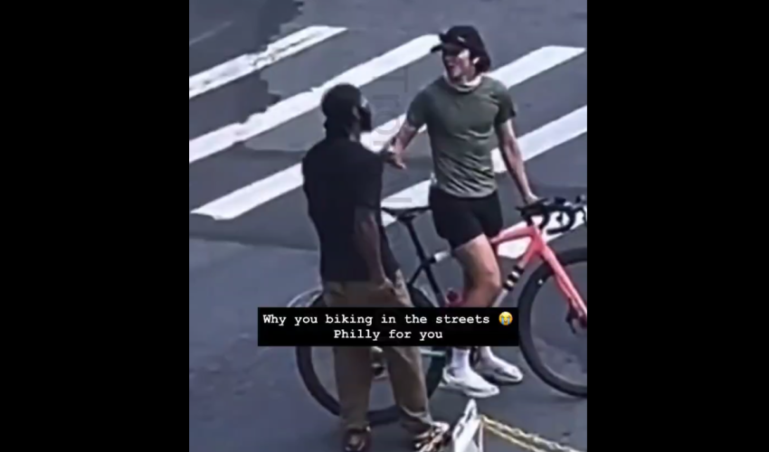 Biking Thru Philly And Purposely Hitting A Man Car Goes All The Way Left For A Cyclist