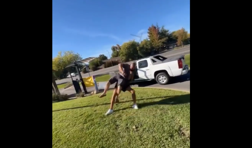 Dude Snatches A Man Out His Truck And Throws Him Around Like A Toy For Calling Him Out His Name