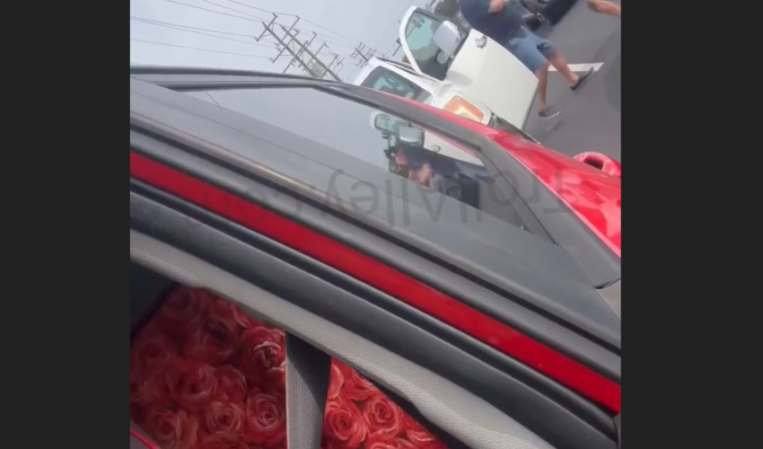 Man Handles A Woman During A Road Rage