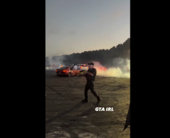 Police Officer Tries To Stop Car Drifter By Using Rubber Bullets