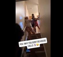 Girl Randomly Attacked Another Girl While Her Boyfriend Was Getting A Tattoo At His Home After She Thought He Was Cheating With Her But She Was A Innocent Customer
