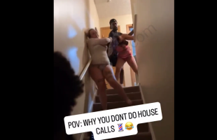 Girl Randomly Attacked Another Girl While Her Boyfriend Was Getting A Tattoo At His Home After She Thought He Was Cheating With Her But She Was A Innocent Customer