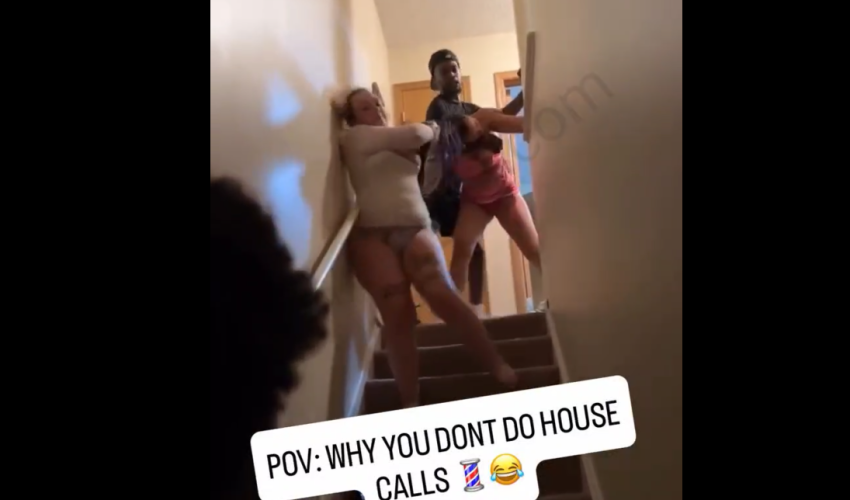 Girl Randomly Attacked Another Girl While Her Boyfriend Was Getting A Tattoo At His Home After She Thought He Was Cheating With Her But She Was A Innocent Customer