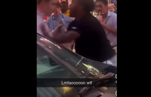White Guy Drops A Black Guy After He Kept Running Up On His Homies