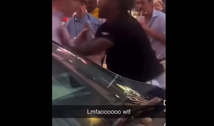 White Guy Drops A Black Guy After He Kept Running Up On His Homies