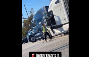 Trucker Gets Drenched With A Piss Cup After Attacking Another Trucker